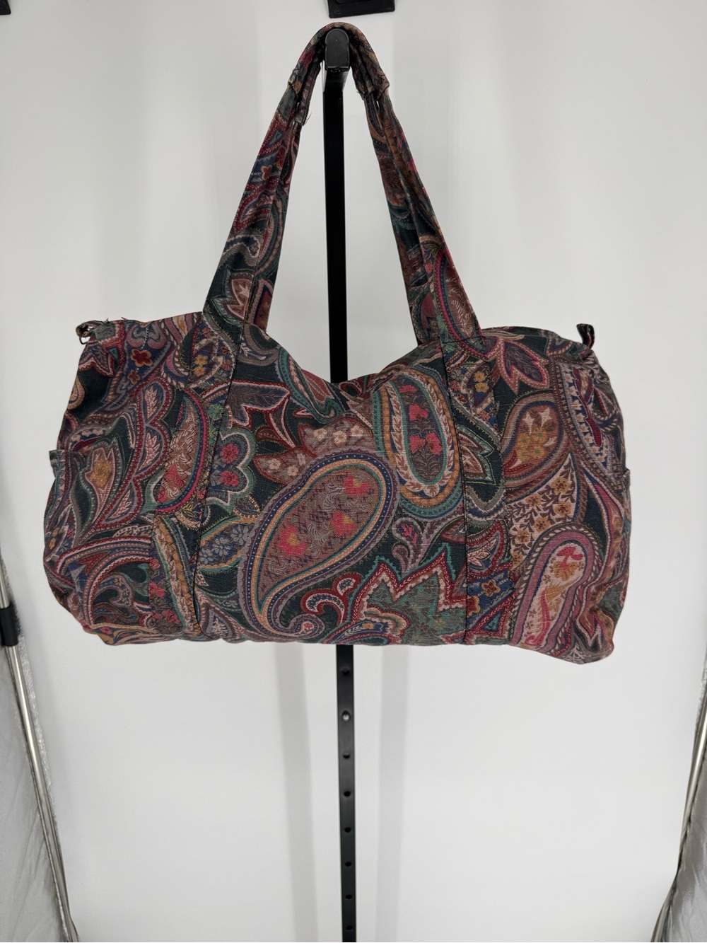 Vintage Dark Paisley Print Travel Duffle Bag